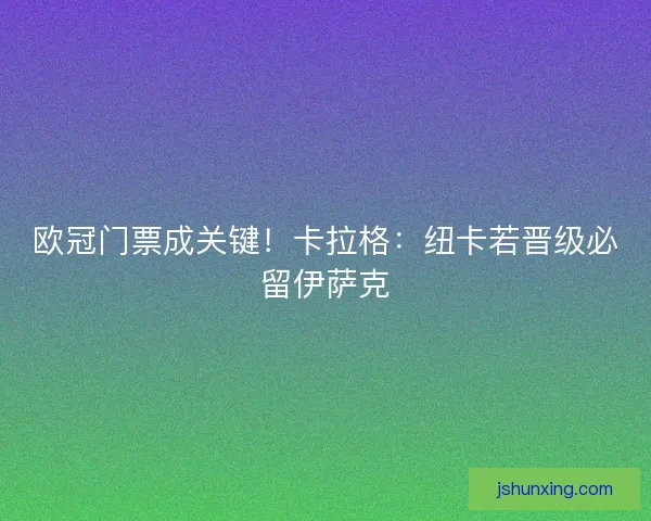 欧冠门票成关键！卡拉格：纽卡若晋级必留伊萨克