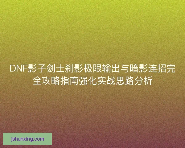 DNF影子剑士刹影极限输出与暗影连招完全攻略指南强化实战思路分析